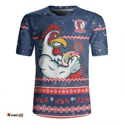Sydney Roosters Christmas Custom Ugly Xmas And Aboriginal Patterns For Die Hard Fan Rugby Jersey
