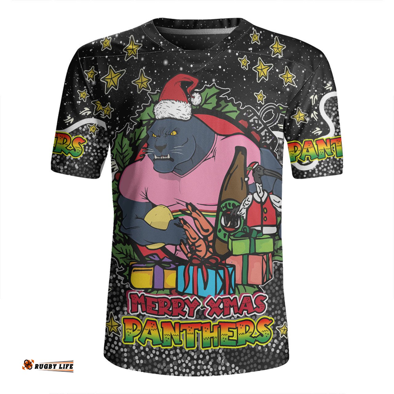 Penrith Panthers Christmas Custom Merry Christmas Our Beloved Team With Aboriginal Dot Art Pattern Rugby Jersey