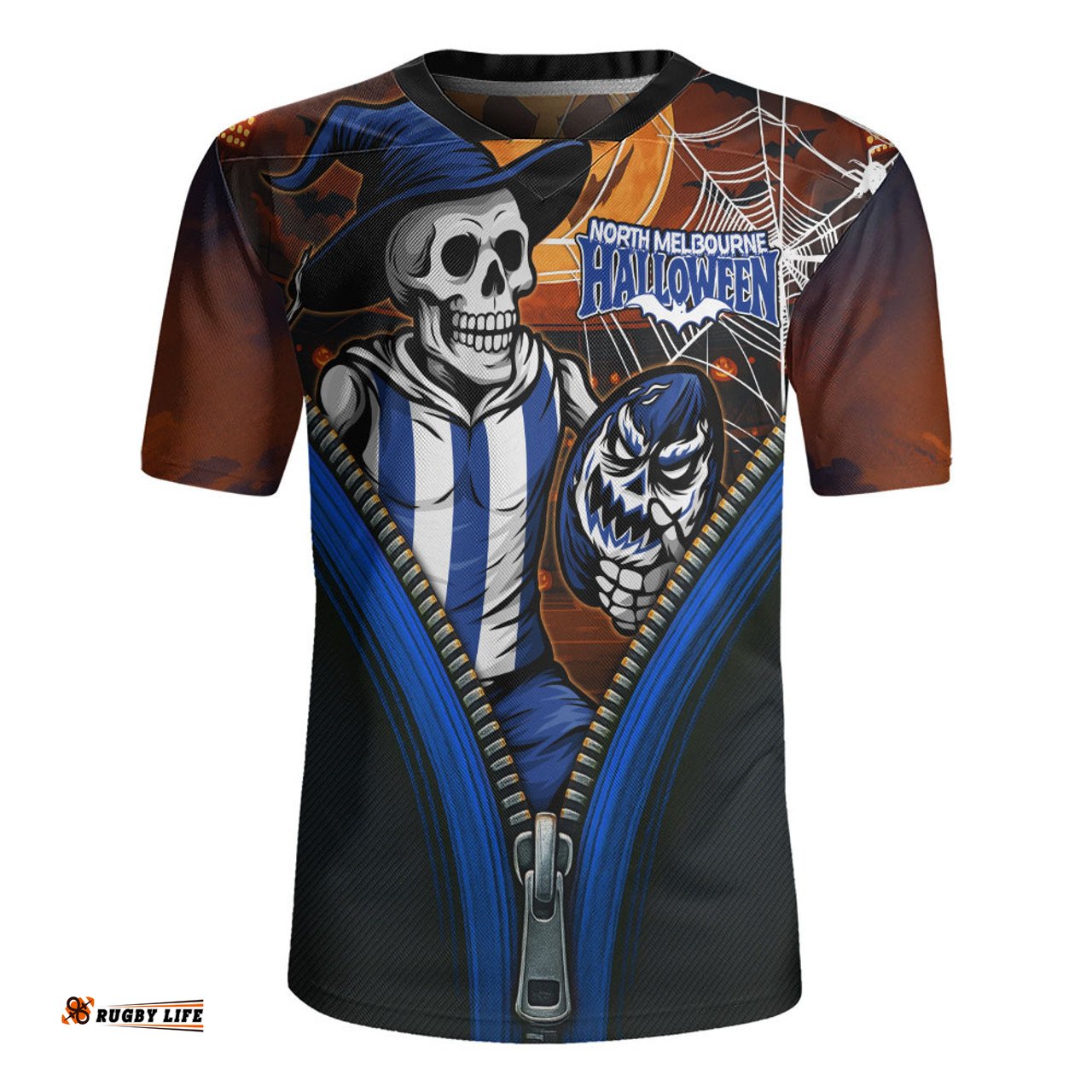 North Melbourne Halloween Night Reaper Zipper Rugby Jersey
