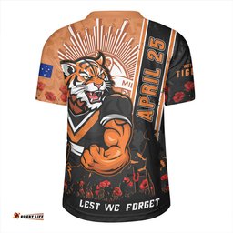 Wests Tigers Anzac Day Lest We Forget Strong Fighting Spirit Rugby Jersey
