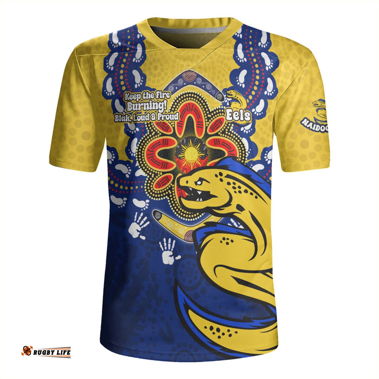 Parramatta Eels Aboriginal Inspired Naidoc Symbol Pattern Rugby Jersey