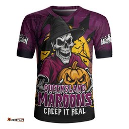 Queensland Maroons Dark Moon Rugby Halloween Battle Edition Rugby Jersey