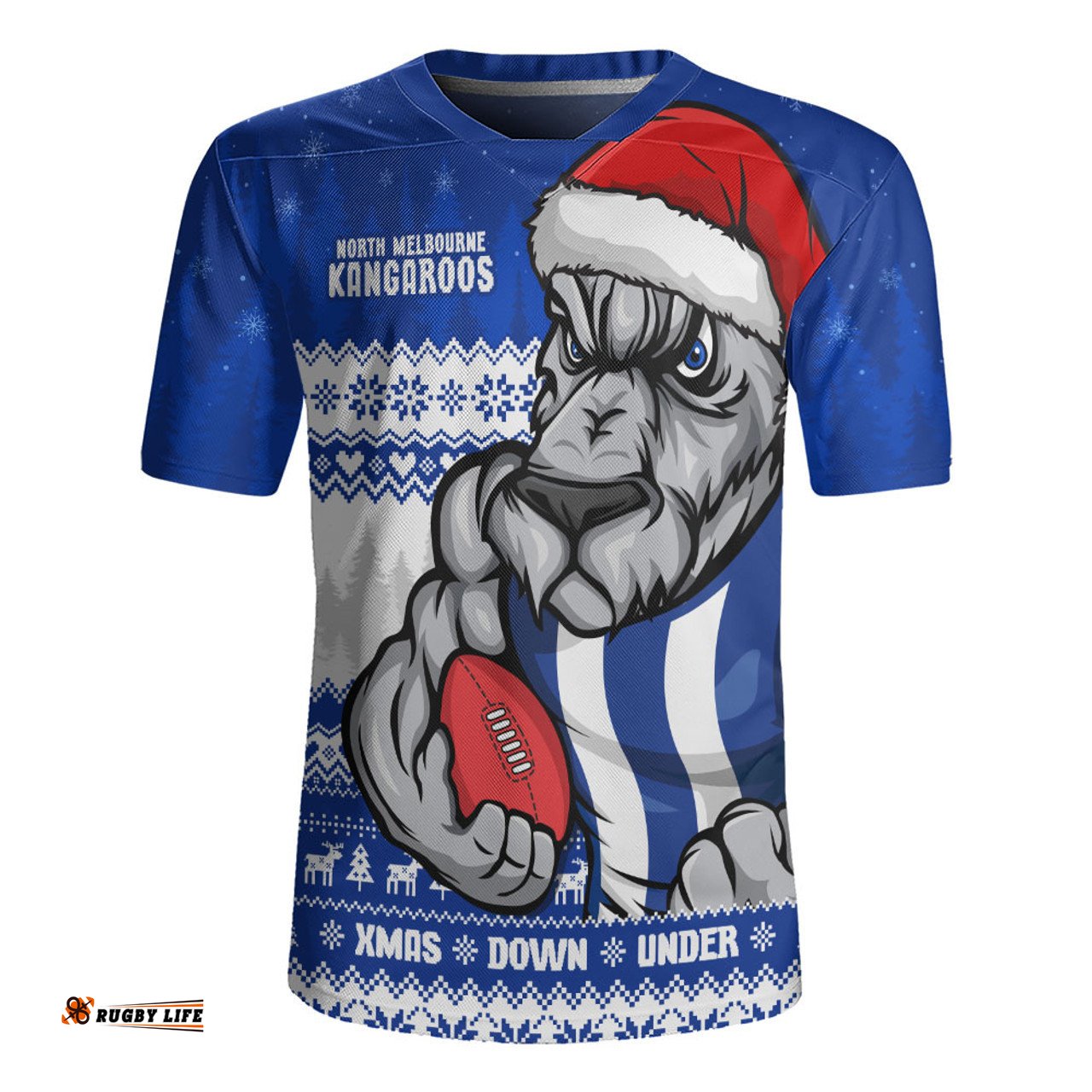 North Melbourne Merry Christmas Down Under Footy Power Style Rugby Jersey