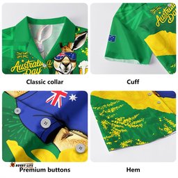 RugbyLife Shop Australia Hawaiian Shirt Australia Day Kangaroo Cheers Green Gold Celebration Edition