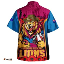RugbyLife Shop Brisbane Lions Hawaiian Shirt Lest We Forget In Eternal Honor And Duty
