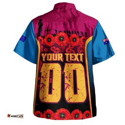 RugbyLife Shop Brisbane Lions Hawaiian Shirt Lest We Forget In Eternal Honor And Duty