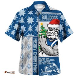 RugbyLife Shop Canterbury-Bankstown Bulldogs Hawaiian Shirt Christmas Magic Knit Style Winter Glow