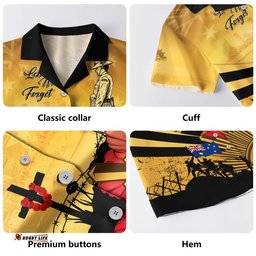 RugbyLife Shop Australia Hawaiian Shirt Anzac Day In Memory Of Brave Servicemen Gold