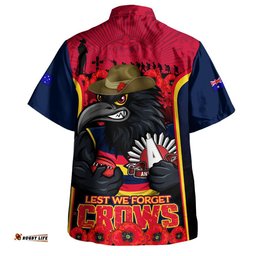 RugbyLife Shop Adelaide Crows Hawaiian Shirt Lest We Forget In Eternal Honor And Duty