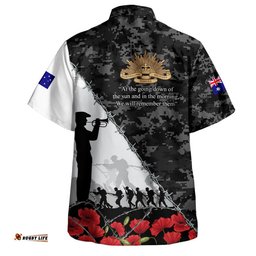 RugbyLife Shop Australia Hawaiian Shirt Anzac Day Poppy And Barbed Wire Of Service Gray