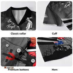 RugbyLife Shop Australia Hawaiian Shirt Anzac Day In Memory Of Brave Servicemen Black