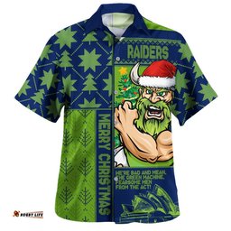 RugbyLife Shop Canberra Raiders Hawaiian Shirt Christmas Magic Knit Style Winter Glow