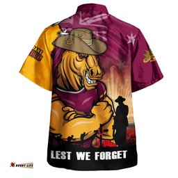 RugbyLife Shop Brisbane Broncos Hawaiian Shirt Anzac Day Lest We Forget Silent Dawn