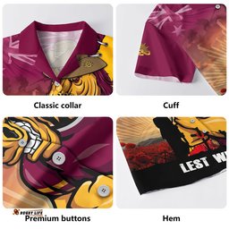 RugbyLife Shop Brisbane Broncos Hawaiian Shirt Anzac Day Lest We Forget Silent Dawn
