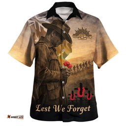 RugbyLife Shop Australia Hawaiian Shirt Anzac Day At Dawn We Remember