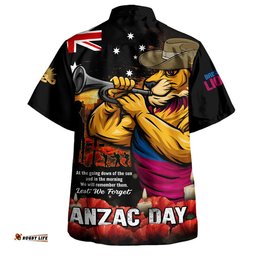 RugbyLife Shop Brisbane Lions Hawaiian Shirt Anzac Day Dawn Of Courage Eternal Tribute