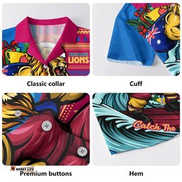 RugbyLife Shop Brisbane Lions Hawaiian Shirt Christmas Holiday Santa Rides The Waves