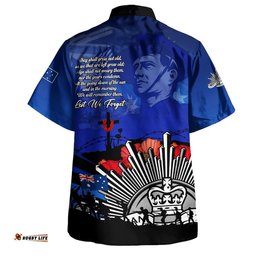 RugbyLife Shop Australia Hawaiian Shirt Anzac Day In Memory Of Brave Servicemen Blue