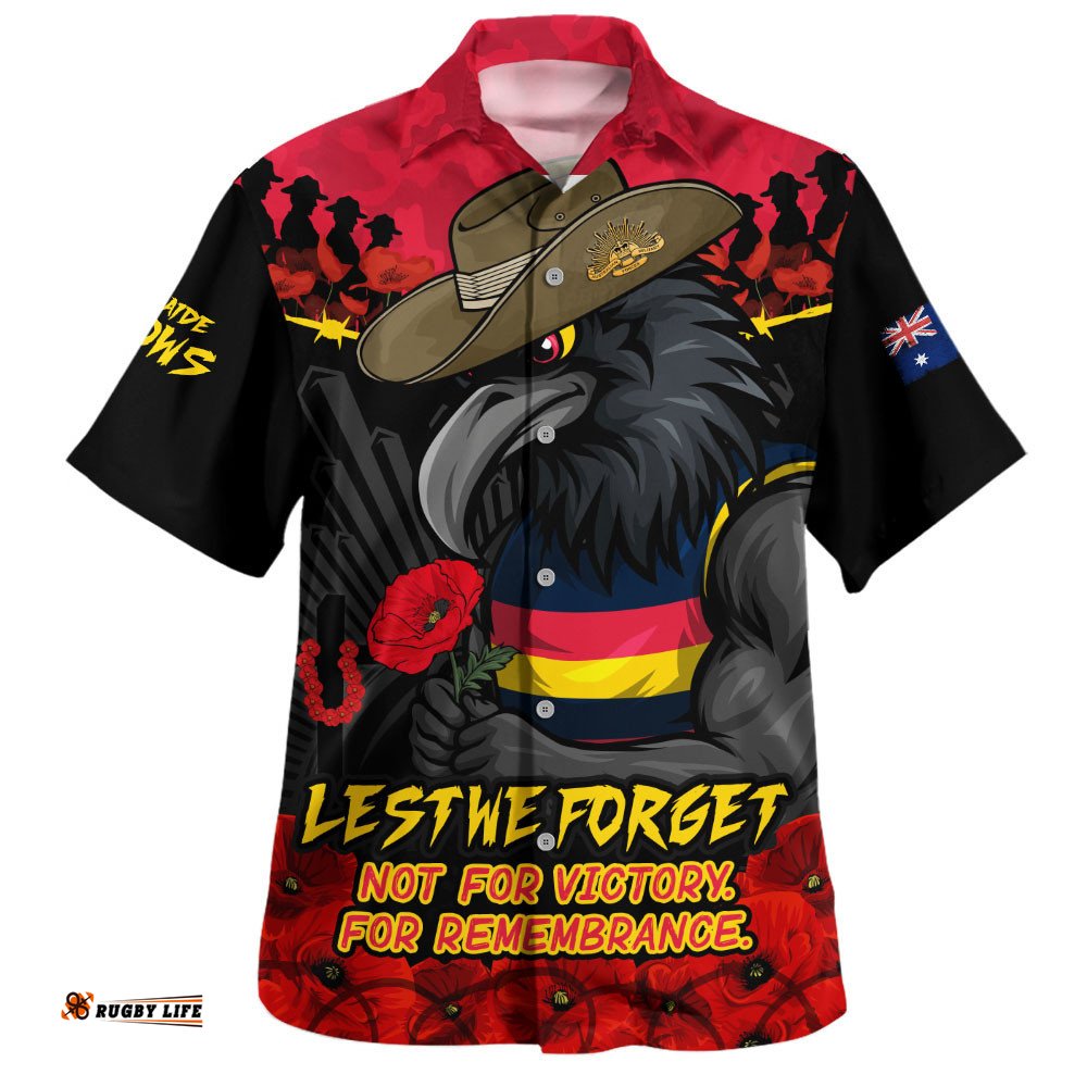 RugbyLife Shop Adelaide Crows Hawaiian Shirt ANZAC Day Not For Victory For Remembrance