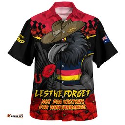 RugbyLife Shop Adelaide Crows Hawaiian Shirt ANZAC Day Not For Victory For Remembrance
