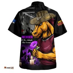 RugbyLife Shop Brisbane Broncos Hawaiian Shirt Anzac Day Purple Poppy And Animals That Served