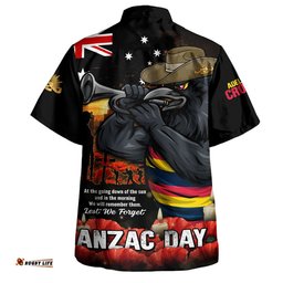 RugbyLife Shop Adelaide Crows Hawaiian Shirt Anzac Day Dawn Of Courage Eternal Tribute