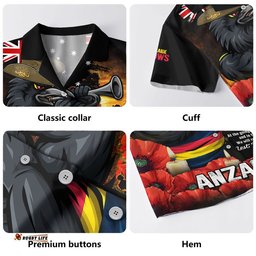 RugbyLife Shop Adelaide Crows Hawaiian Shirt Anzac Day Dawn Of Courage Eternal Tribute