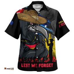 RugbyLife Shop Adelaide Crows Hawaiian Shirt ANZAC Inspired Football Fan Memorial Design