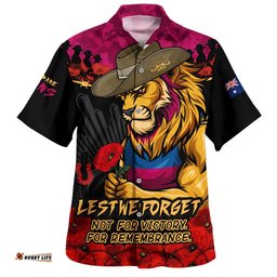 RugbyLife Shop Brisbane Lions Hawaiian Shirt ANZAC Day Not For Victory For Remembrance