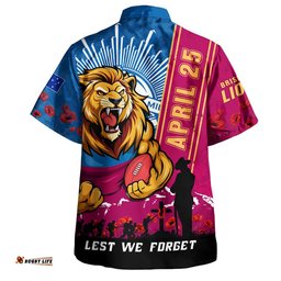 RugbyLife Shop Brisbane Lions Hawaiian Shirt Anzac Day Lest We Forget Memorial