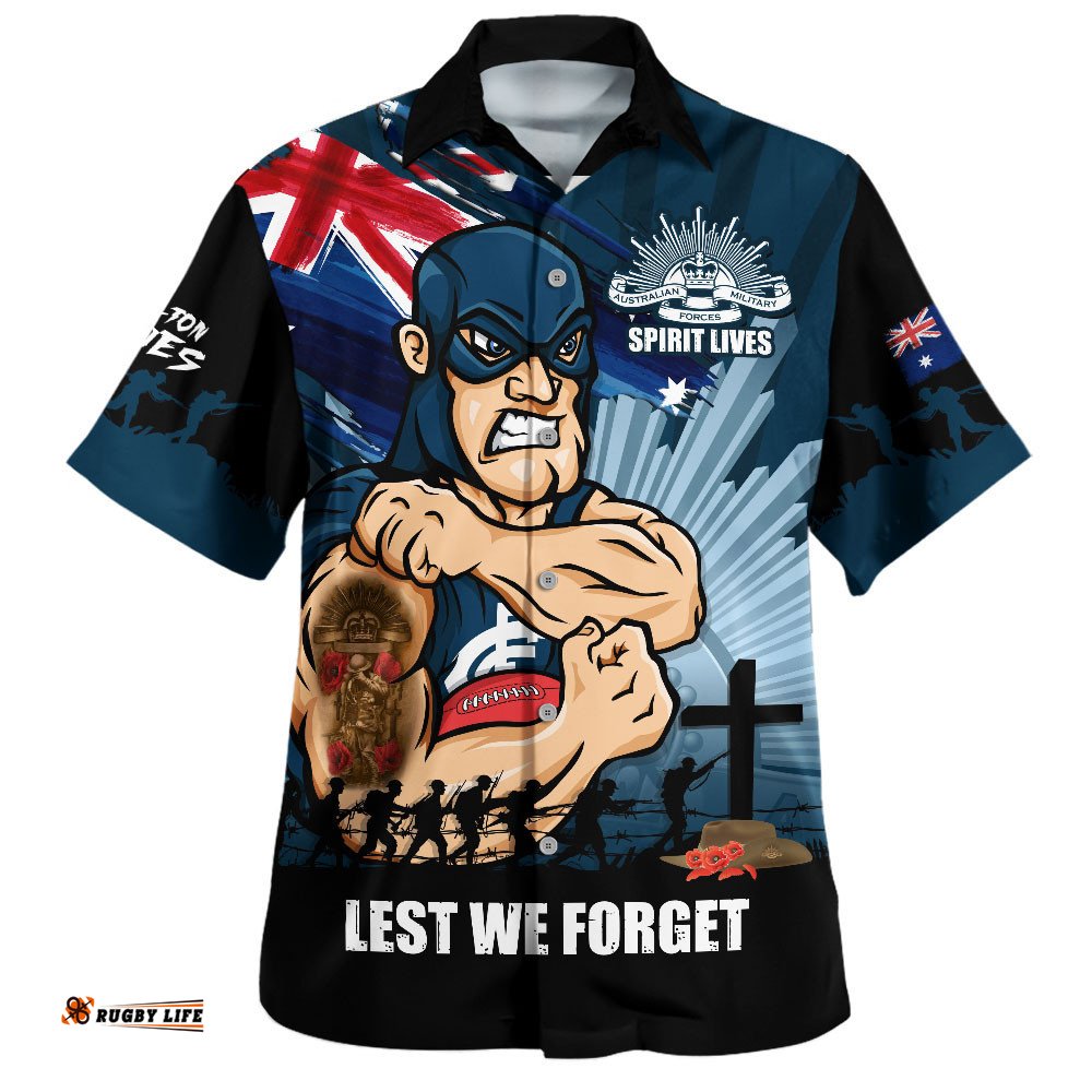 RugbyLife Shop Carlton Hawaiian Shirt ANZAC Day Honour And Football Legacy