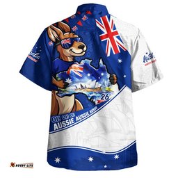 RugbyLife Shop Australia Hawaiian Shirt Australia Day Kangaroo Blue Spirit 26 January Holiday