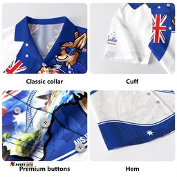 RugbyLife Shop Australia Hawaiian Shirt Australia Day Kangaroo Blue Spirit 26 January Holiday