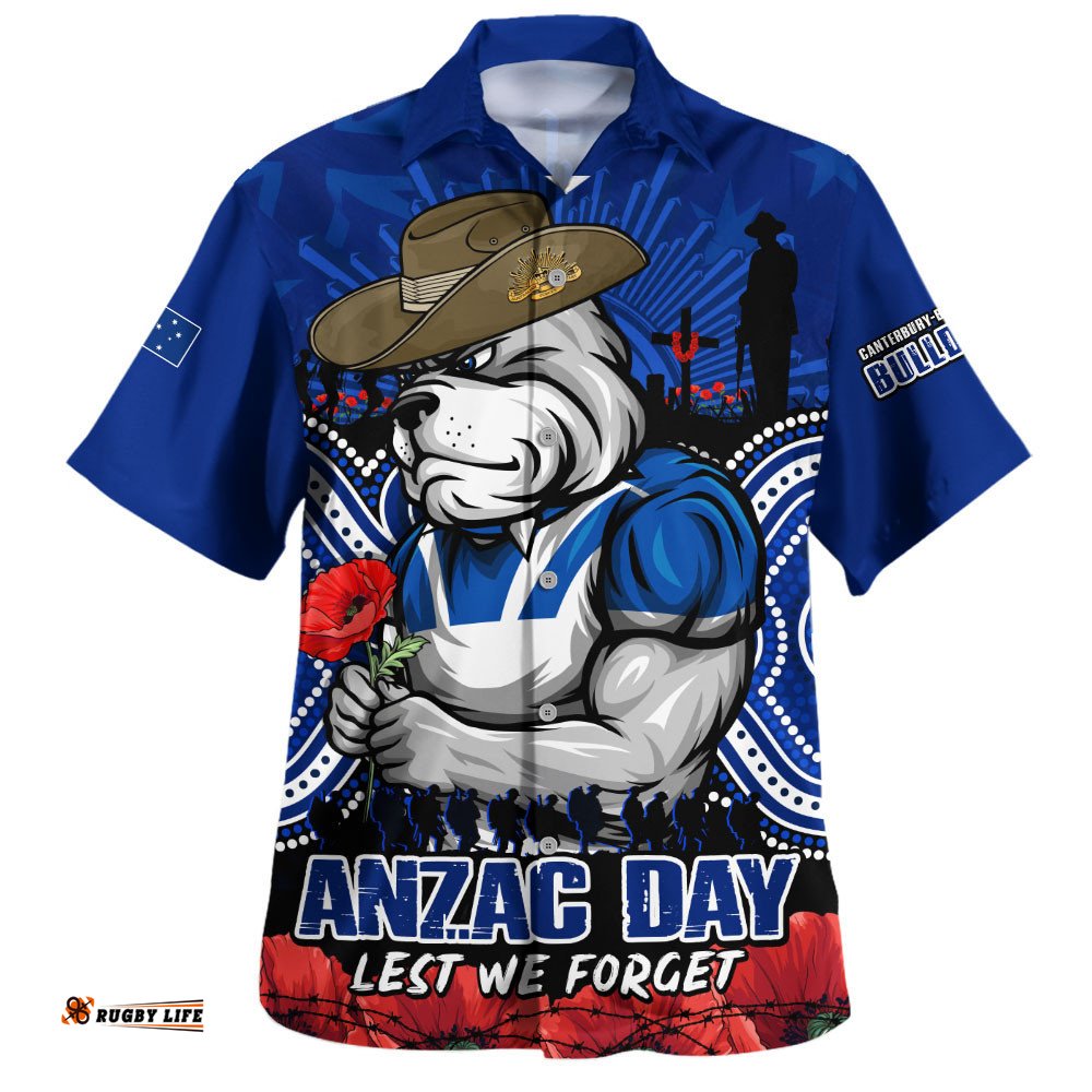 RugbyLife Shop Canterbury-Bankstown Bulldogs Hawaiian Shirt Anzac Day Pride Of Service Eternal Memory