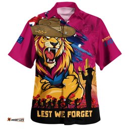 RugbyLife Shop Brisbane Lions Hawaiian Shirt ANZAC Inspired Football Fan Memorial Design