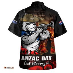 RugbyLife Shop Canterbury-Bankstown Bulldogs Hawaiian Shirt Anzac Day Rising Dawn Ceremony Lest We Forget Courage