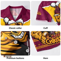 RugbyLife Shop Brisbane Broncos Hawaiian Shirt Santa Scoring Touchdown On Christmas Game Day