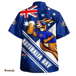 RugbyLife Shop Australia Hawaiian Shirt Australia Day Kangaroo Beer Spirit Of Celebration