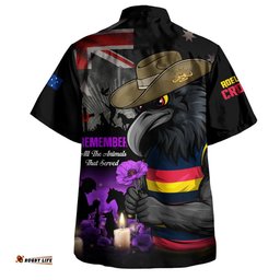 RugbyLife Shop Adelaide Crows Hawaiian Shirt Anzac Day In Memory Of Animals That Served