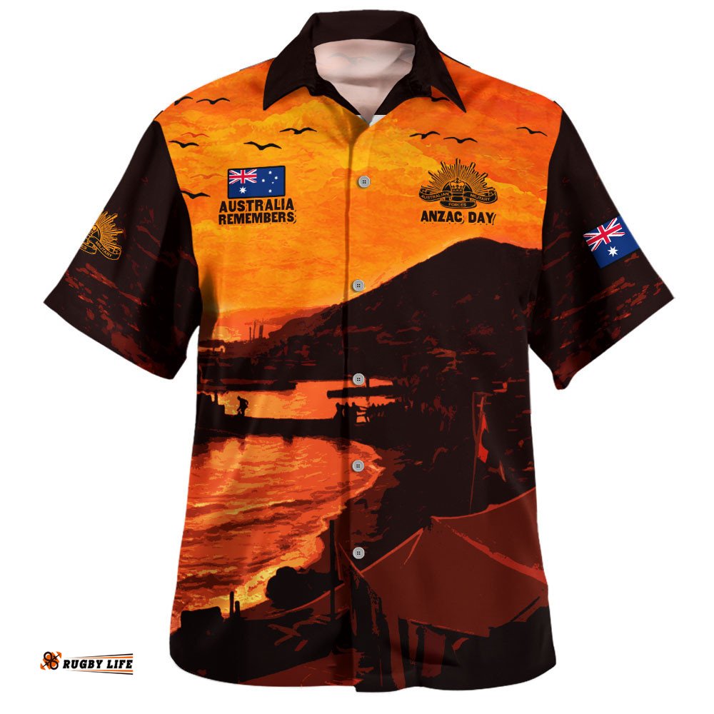 RugbyLife Shop Australia Hawaiian Shirt Australia Remembers In Sacred Dawn