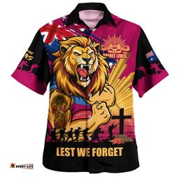 RugbyLife Shop Brisbane Lions Hawaiian Shirt ANZAC Day Honour And Football Legacy