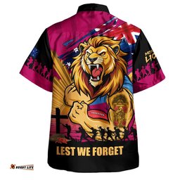 RugbyLife Shop Brisbane Lions Hawaiian Shirt ANZAC Day Honour And Football Legacy