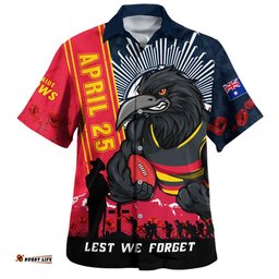 RugbyLife Shop Adelaide Crows Hawaiian Shirt Anzac Day Lest We Forget Memorial
