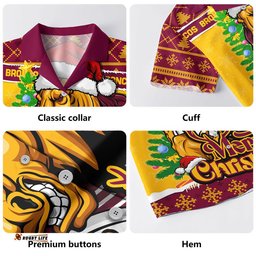 RugbyLife Shop Brisbane Broncos Hawaiian Shirt Merry Christmas Game Day Knit Style Team Edition
