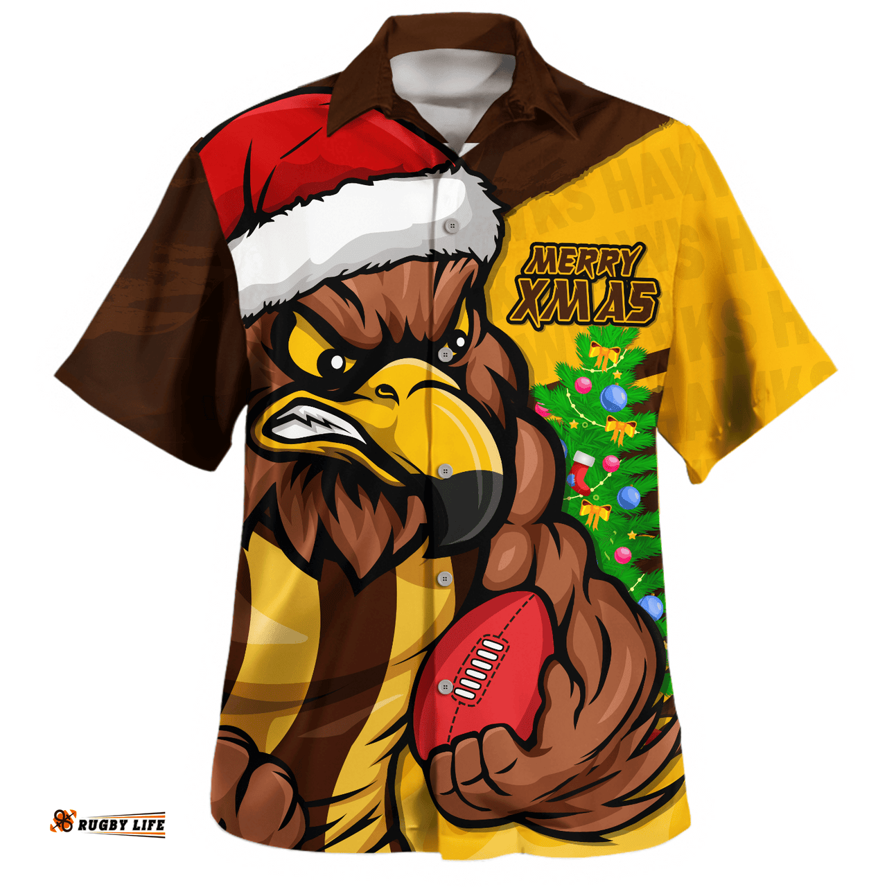 RugbyLife Shop (Custom) Hawthorn Hawaiian Shirt Defend The Pride
