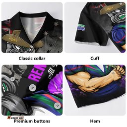 RugbyLife Shop New Zealand Warriors Hawaiian Shirt Anzac Day Purple Poppy And Animals That Served