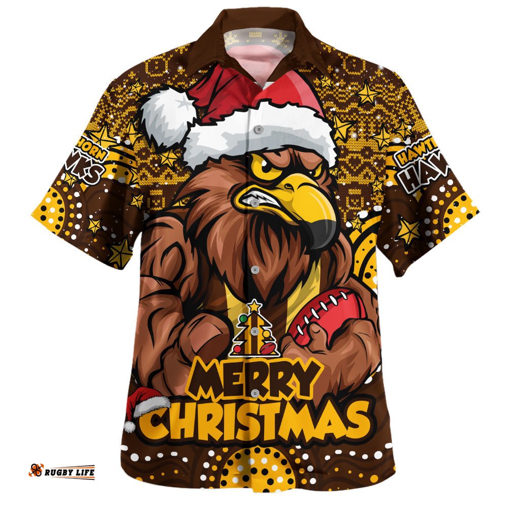 RugbyLife Shop Hawthorn Hawaiian Shirt Ugly Christmas Knit Patterns Vintage Jersey