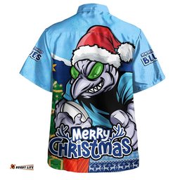 RugbyLife Shop New South Wales Blues Hawaiian Shirt Santa Scoring Touchdown On Christmas Game Day