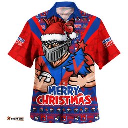 RugbyLife Shop Newcastle Knights Hawaiian Shirt Merry Christmas Festive Spirit Edition