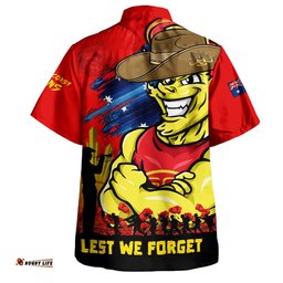 RugbyLife Shop Gold Coast SUNS Hawaiian Shirt ANZAC Inspired Football Fan Memorial Design